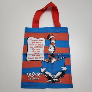 Dr. Seuss Red & Blue Small Kids Reading Tote Bag for Books